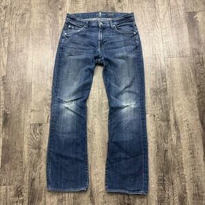 7 For All Mankind Brett Distressed Denim Jeans Sz 31